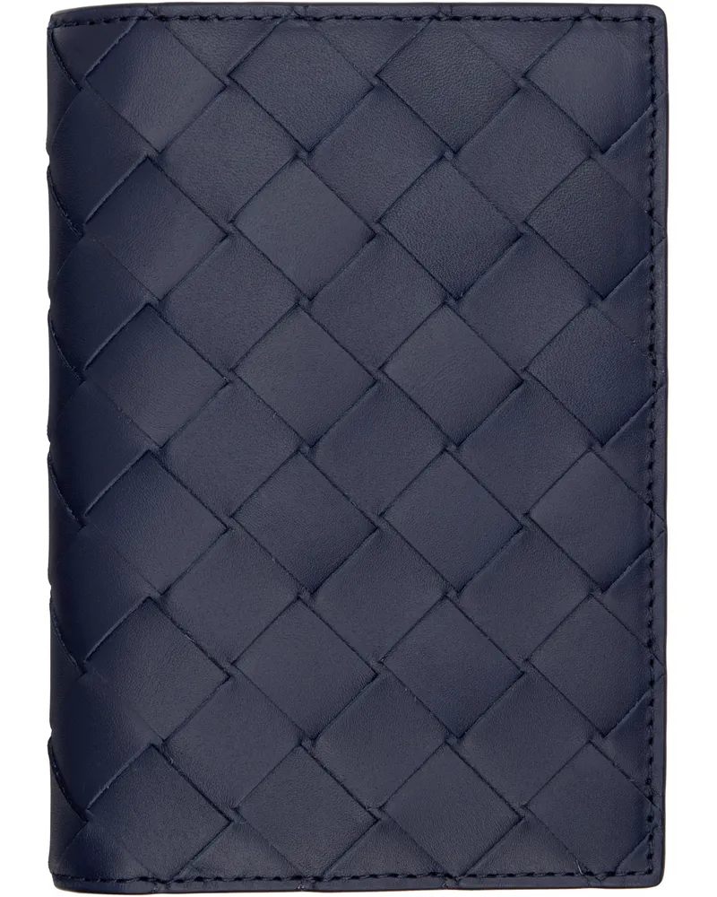 Bottega Veneta Navy Intrecciato Passport Holder 3258