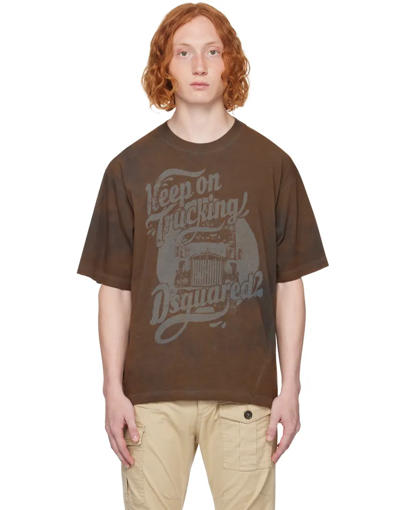 Dsquared2 Brown 'Keep on Trucking' T-Shirt 144