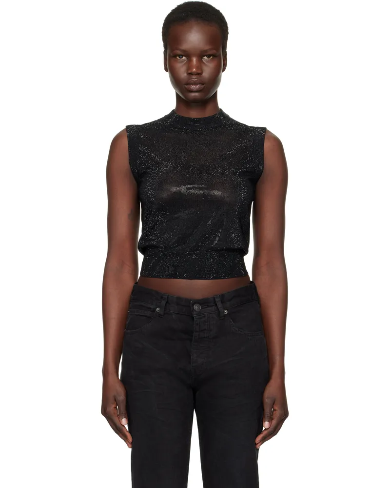 Alexander Wang Black Mock Neck Hotfix Tank Top Black
