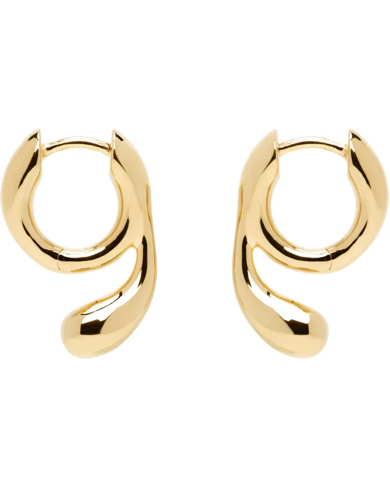 Maria Black Gold Mermaid Splash Huggie Earrings Goldplated