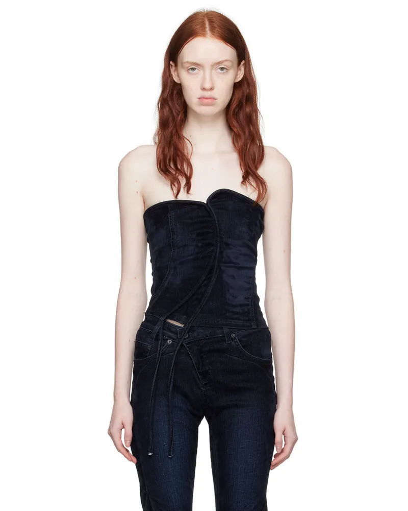 OTTOLINGER Navy Asymmetric Denim Tank Top Midnite