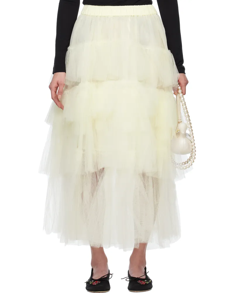 Simone Rocha Off-White Long Tutu Midi Skirt Ivory