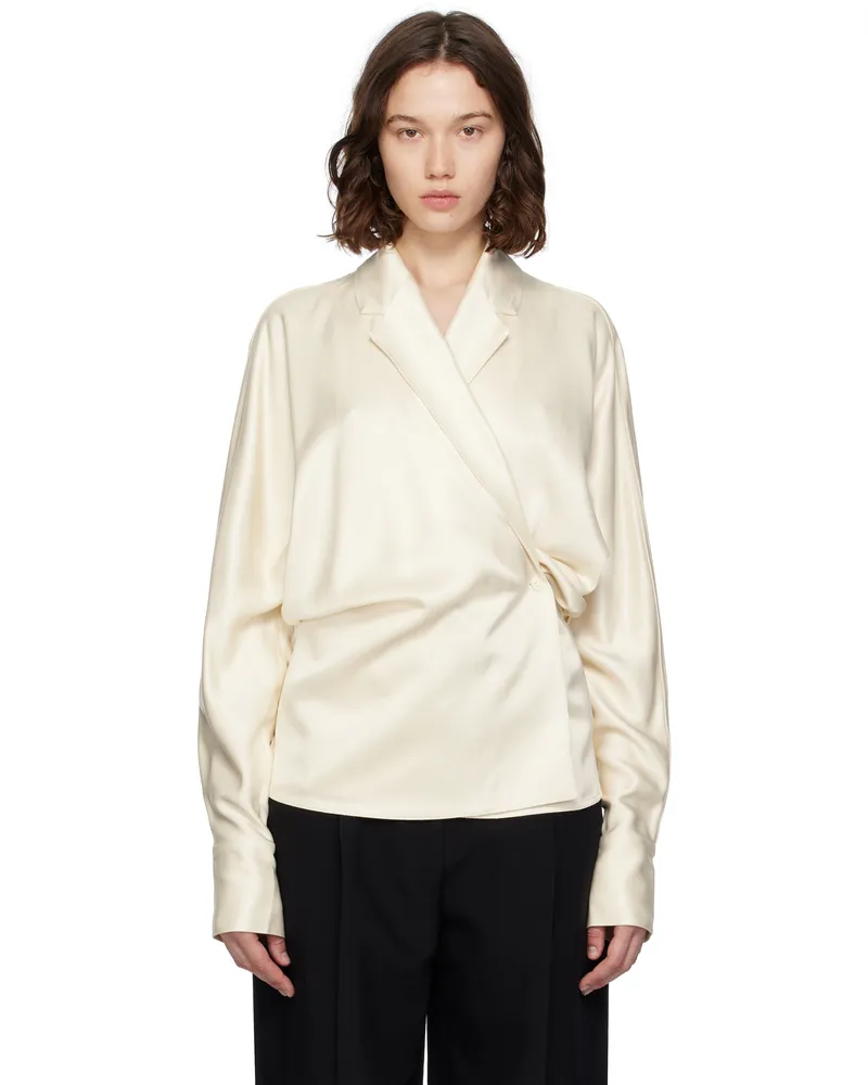 Totême Off-White Wrap Blouse Ecru