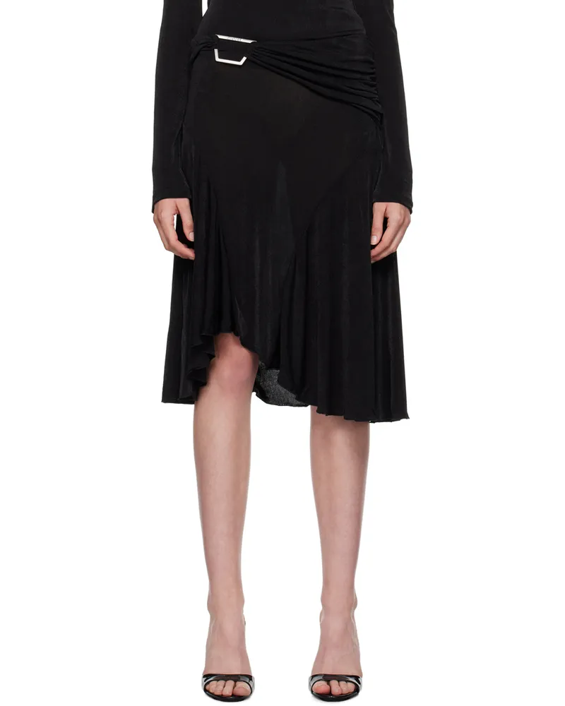 MISBHV Black Ruched Midi Skirt Black