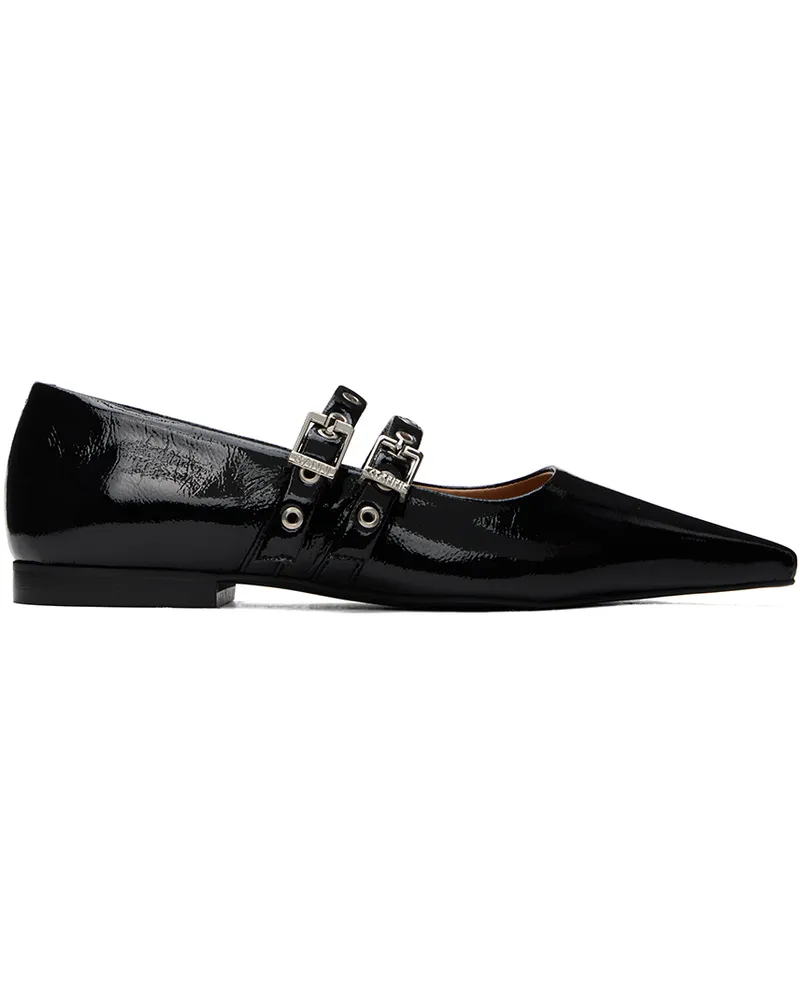 Ganni Black Eyelets Ballerina Flats 099