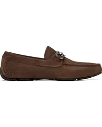 Ferragamo Brown Gancini Ornament Driver Loafers Cocoa