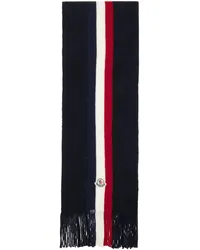 Moncler Navy Tricolor Wool Scarf -