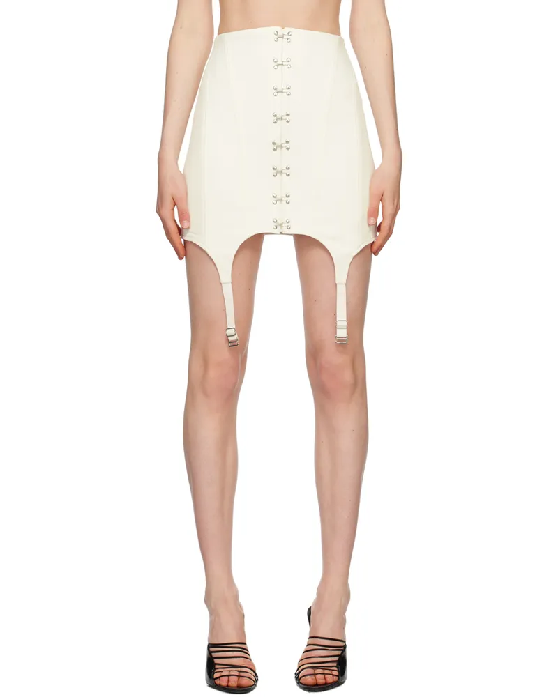 Dion Lee Off-White Corset Garter Miniskirt Ivory
