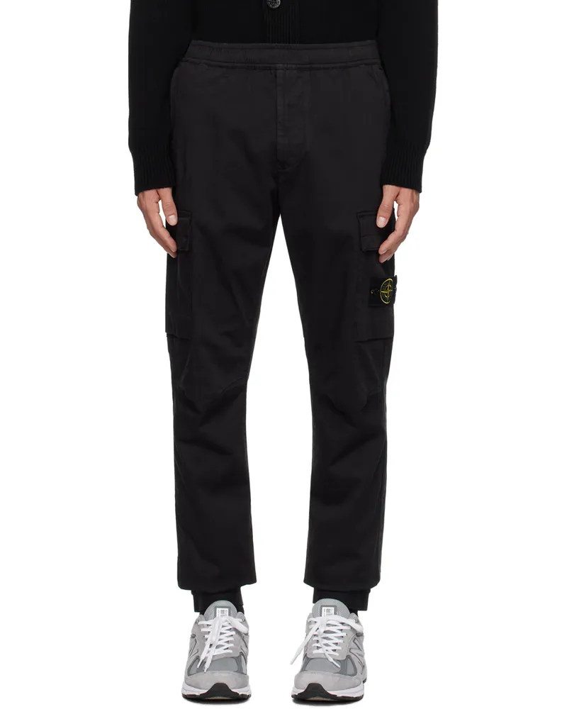 Stone Island Black Drawstring Cargo Pants A0029