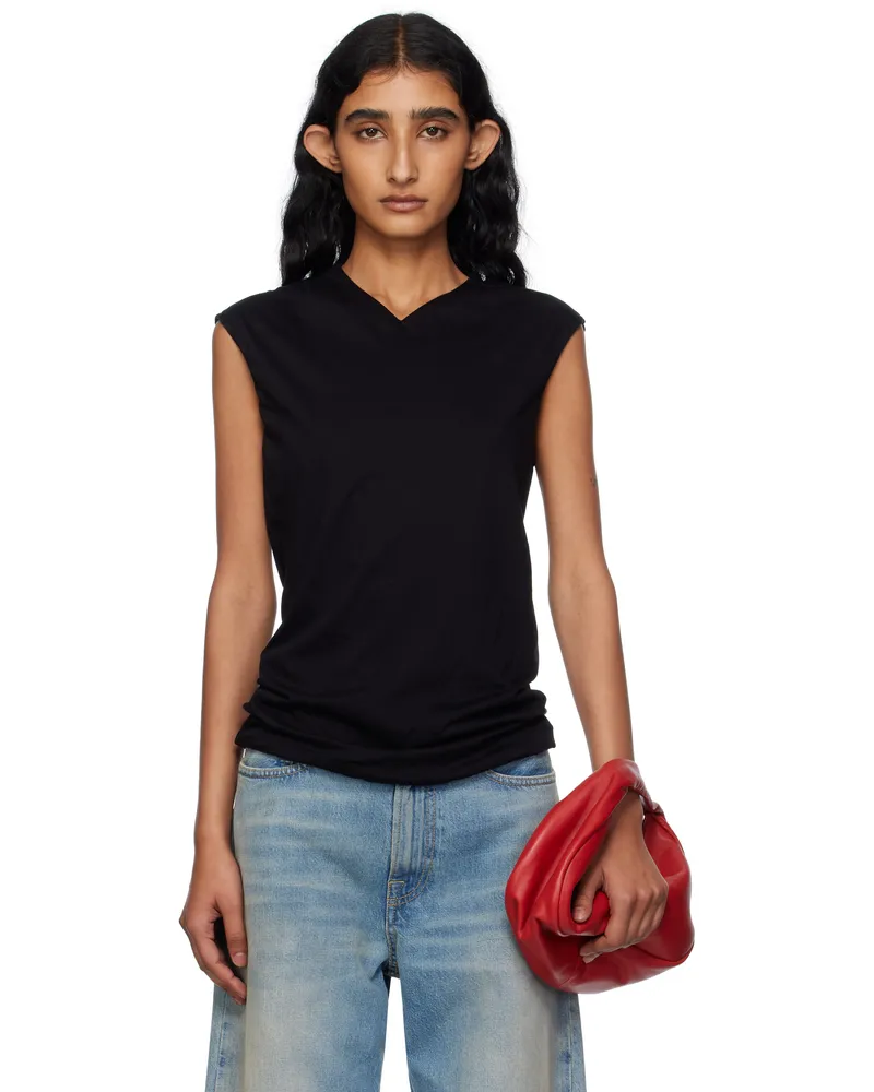 6397 Black High V Tank Top Black