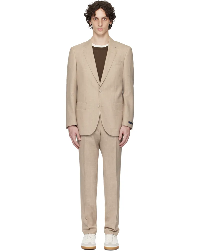 HUGO BOSS Beige BECKHAM Edition Virgin Wool & Silk Suit 288-open