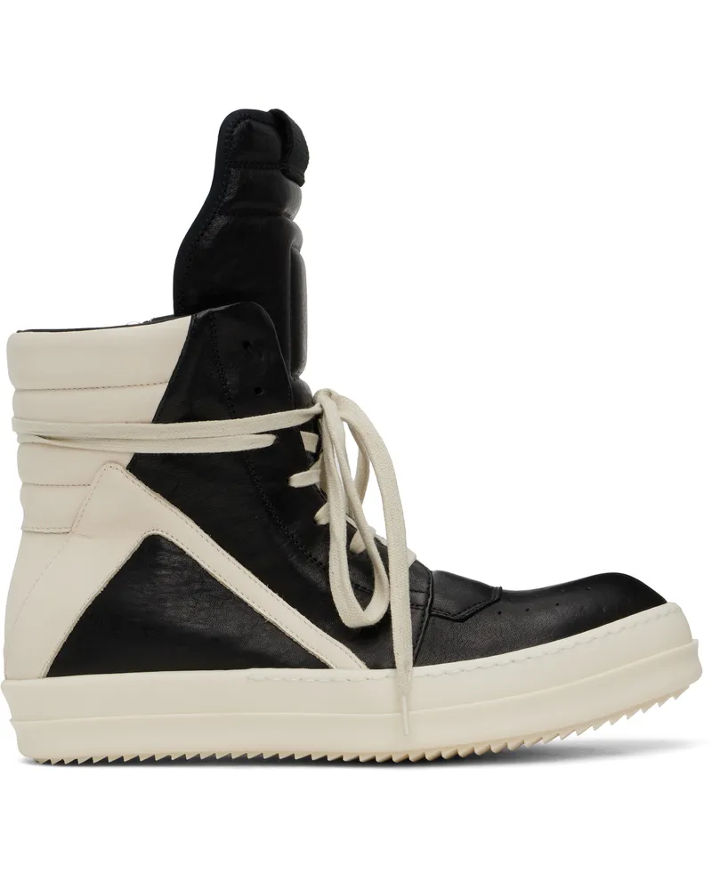 Rick Owens Black & Off-White Hollywood Geobasket Sneakers 911