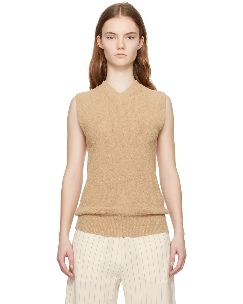 Totême Beige V-Neck Tank Top 044