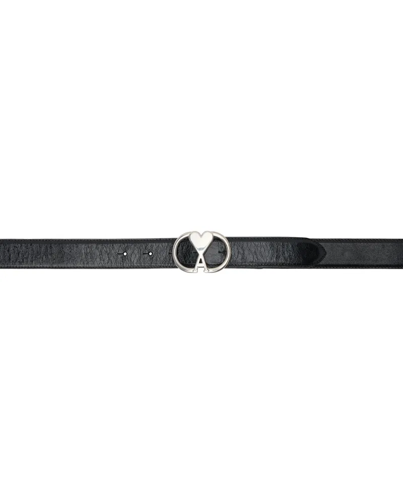 AMI Paris Black Ami de Cœur Oval Buckle Belt Black