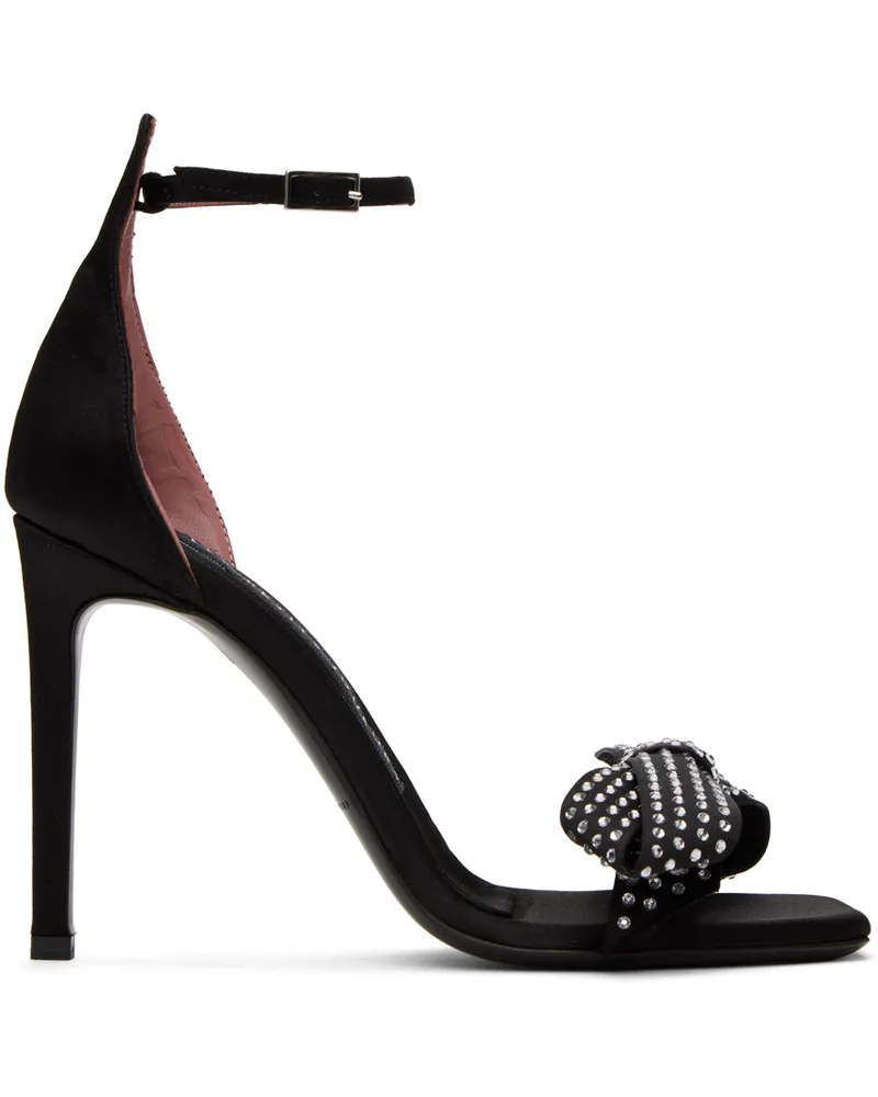 Les Petits Joueurs Black Norma 100 Heeled Sandals Satin