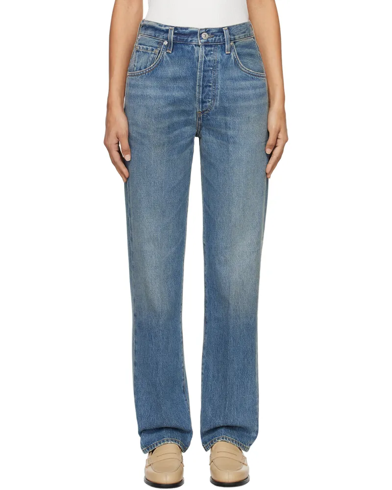 Citizens of humanity Blue Baretta Relaxed Straight Jeans Babylonia