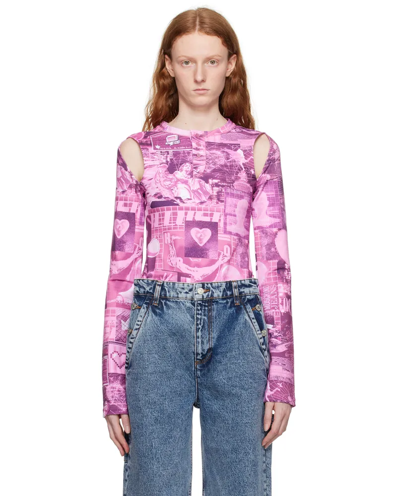 Moschino Pink Graphic Bodysuit A1221