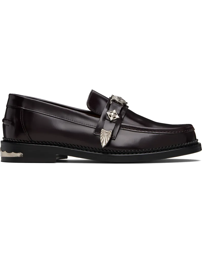 Toga SSENSE Exclusive Burgundy Metal Loafers Burgundy