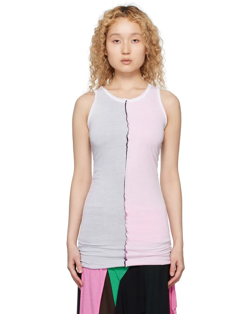 Edward Cuming White Ruched Tank Top White