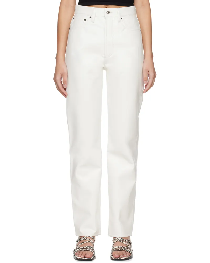 AGOLDE White 90's Pinch Waist Leather Pants Lace
