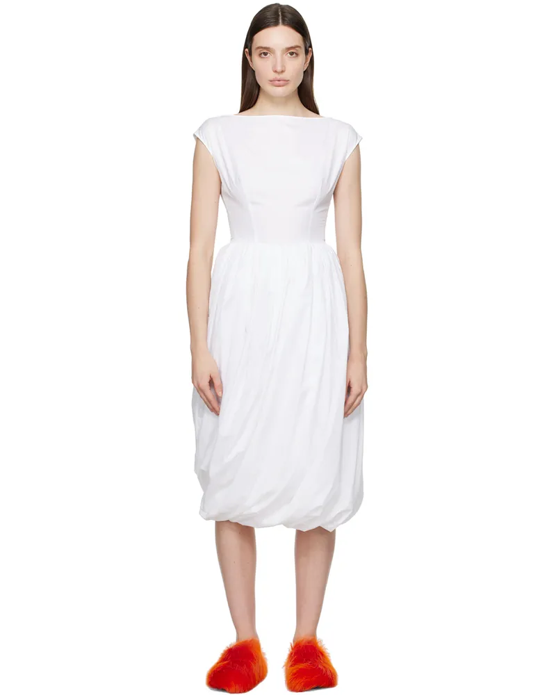 Marni White Balloon Midi Dress 00w01