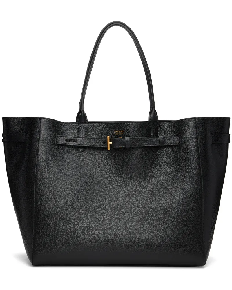 Tom Ford Black Grain Leather Large Tote 1n001