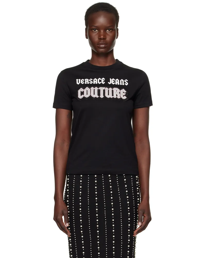 Versace Jeans Black Gothic Logo T-shirt E899