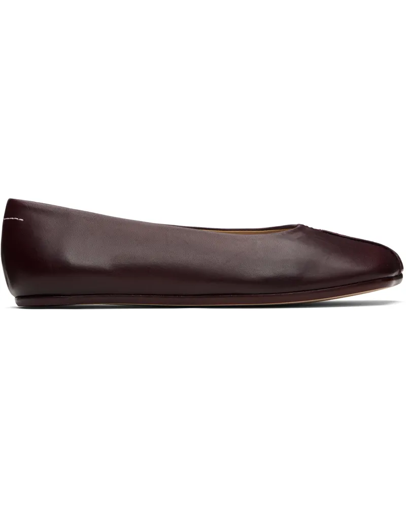 Maison Margiela Burgundy Stitch-out Leather Ballerina Flats T2353