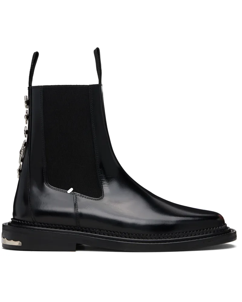 Toga Black Leather AJ1295 Chelsea Boots Black