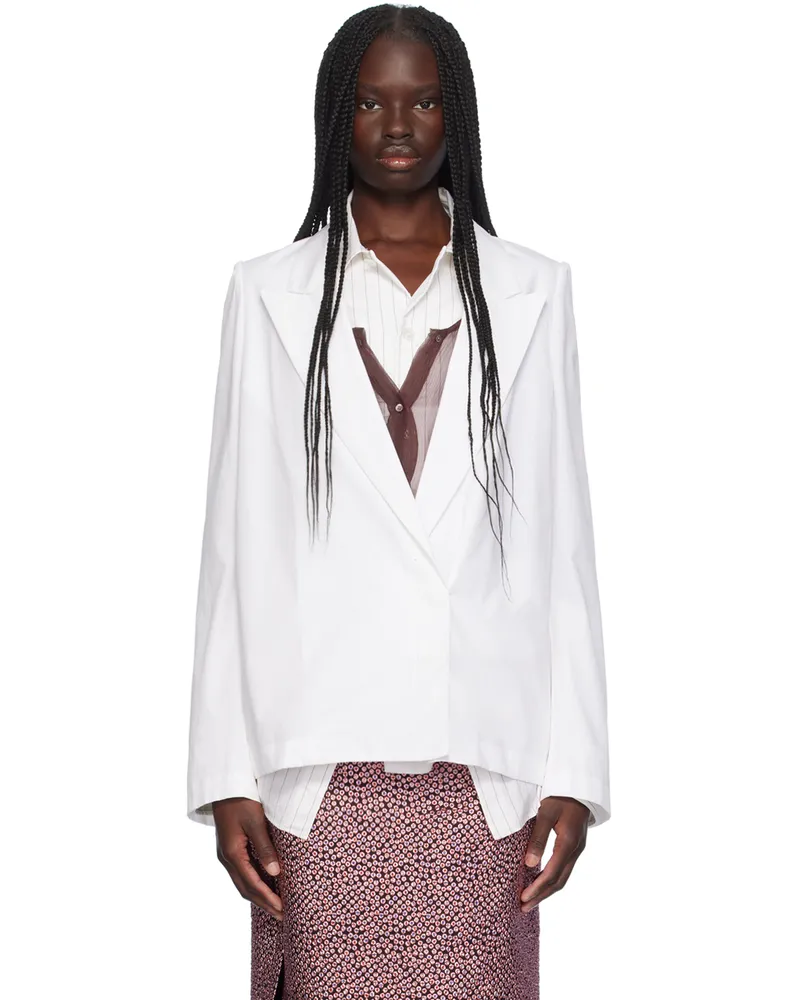 Dries van Noten White Cotton Blazer Shirt 001