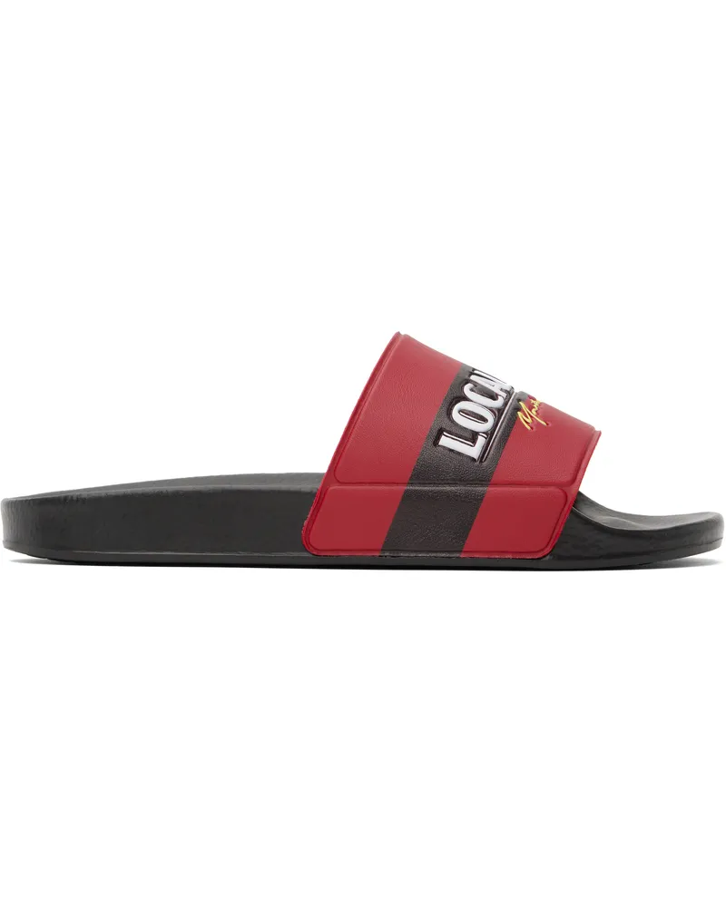 Martine Rose Black & Red 'Local Hero' Pool Slides Black