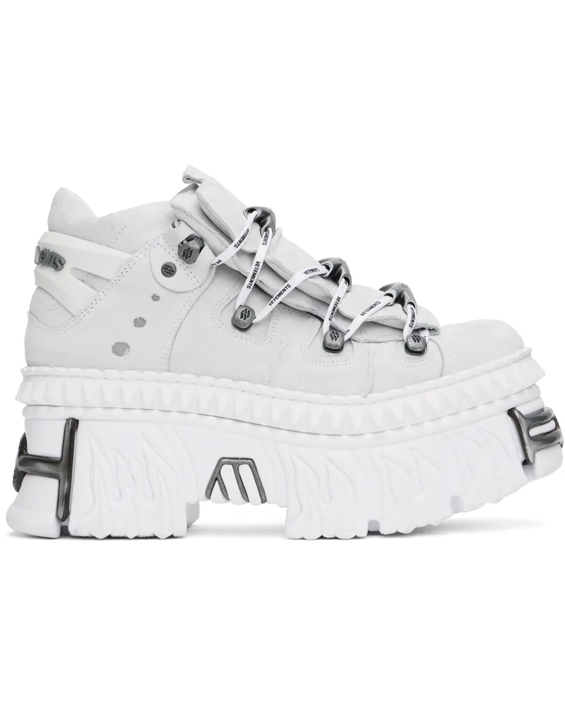 VETEMENTS White & Gray New Rock Edition Fire Platform Sneakers White