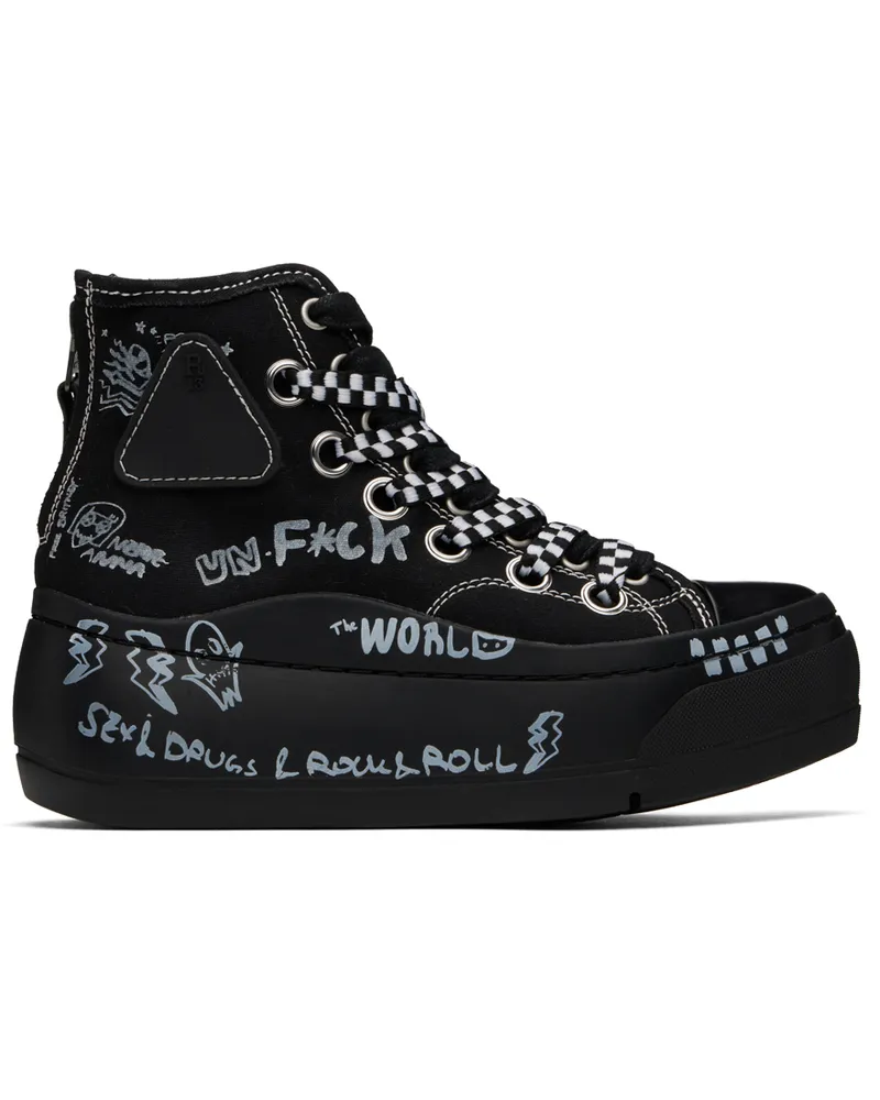 R13 SSENSE Exclusive Black Double Grommet Kurt Sneakers All