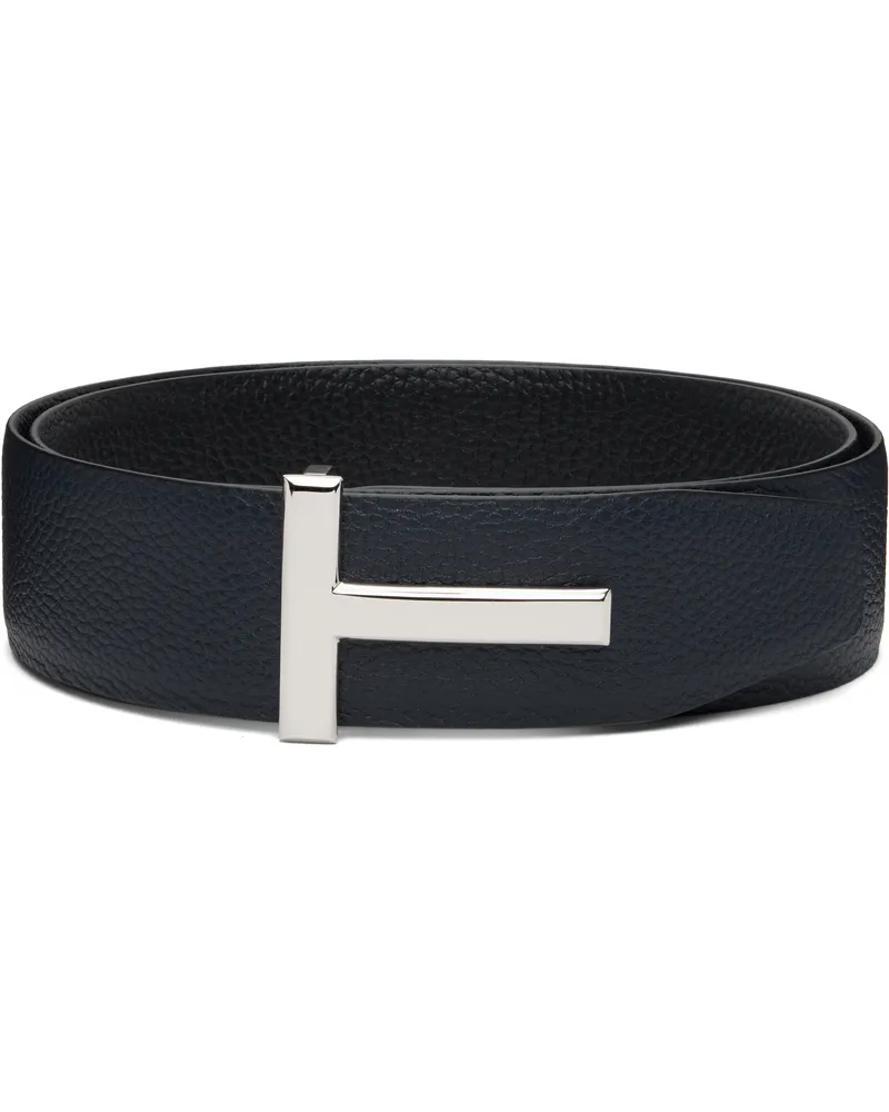 Tom Ford Navy & Black Reversible T Icon Belt 3ln01dark