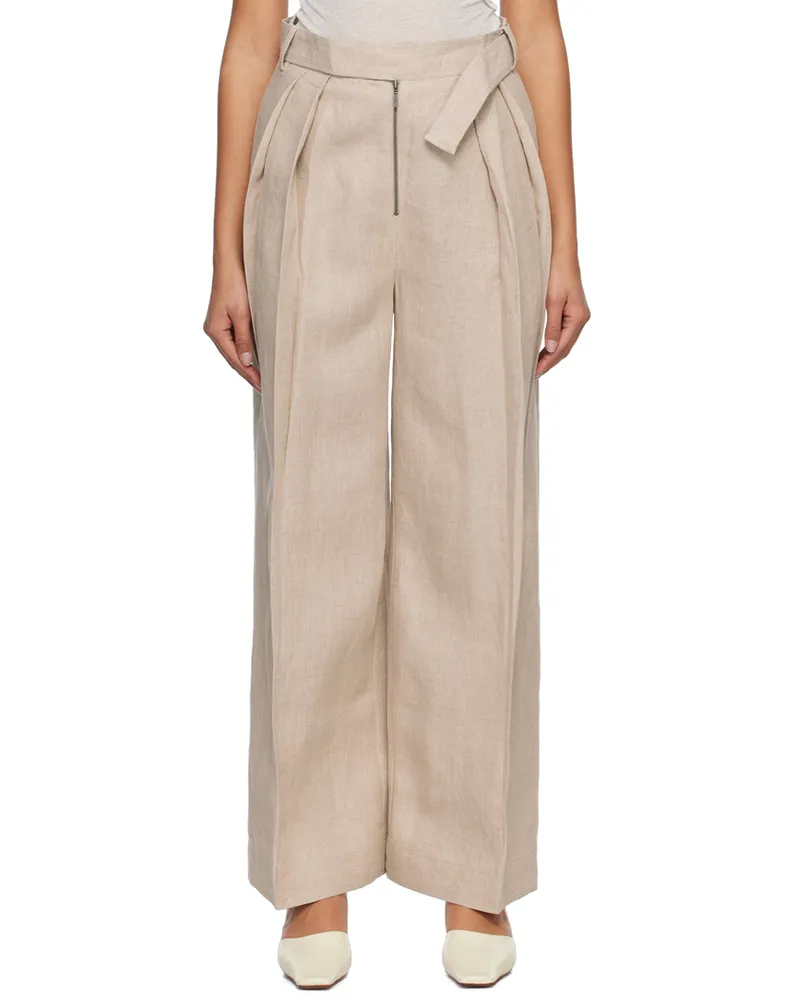 Subtle Le Nguyen Beige Pleated Trousers Sand