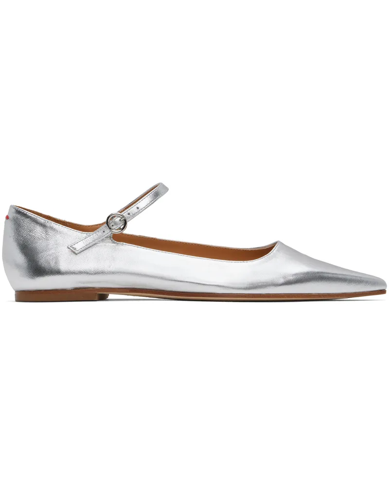 aeyde Silver Cleo Ballerina Flats Silver