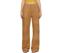 Tan Rose Leather Trousers