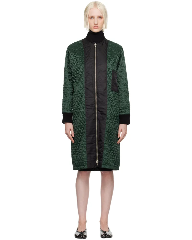 Maison Margiela Green & Black Quilted Reversible Coat 961