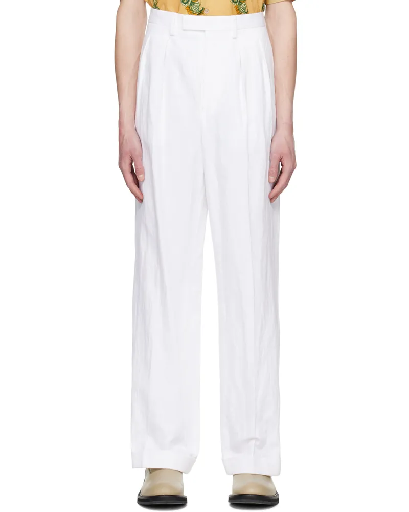 Dries van Noten White Pleated Trousers 1
