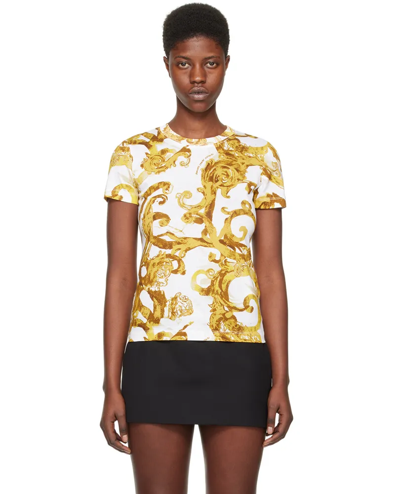 Versace Jeans White Watercolor Couture T-Shirt Eg03