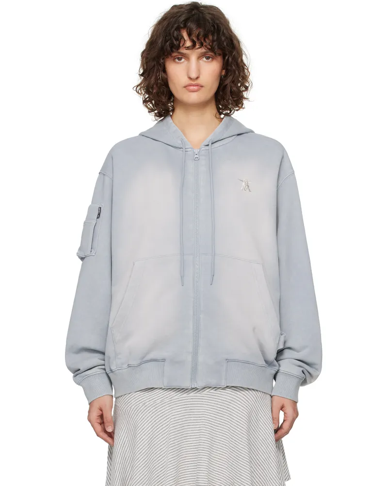 OPEN YY Blue Pocket Washed Box Hoodie Blue