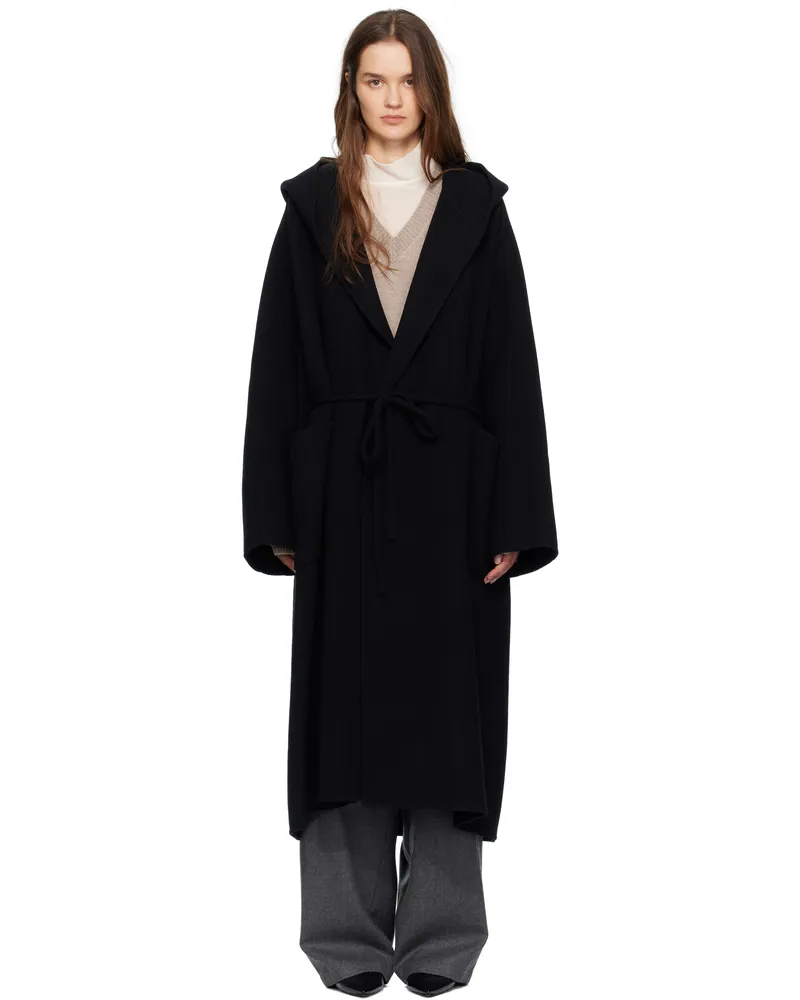 LE 17 SEPTEMBRE Black Hooded Long Coat Black