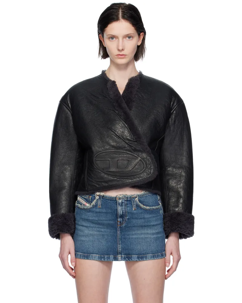 Diesel Black L-Shear Leather Jacket 9xx