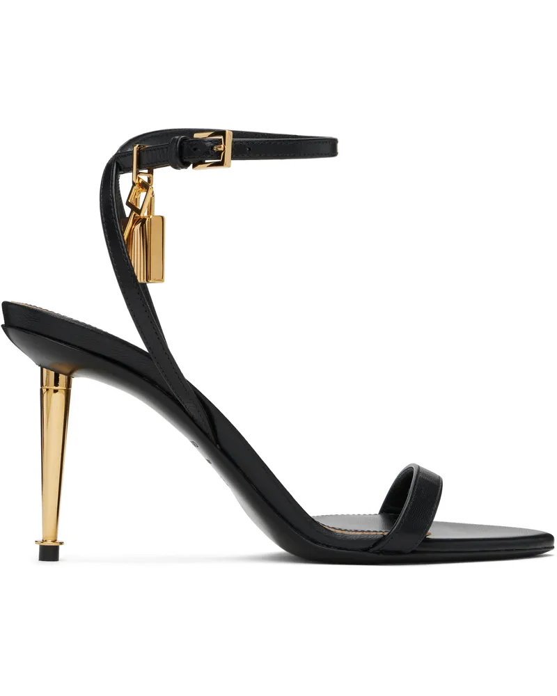 Tom Ford Black Padlock Pointy Naked Heeled Sandals 1n001