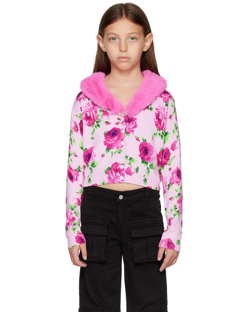 Blumarine Kids Pink Floral Cardigan Pink
