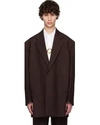 Jil Sander Burgundy Single-Breasted Blazer Chocolate