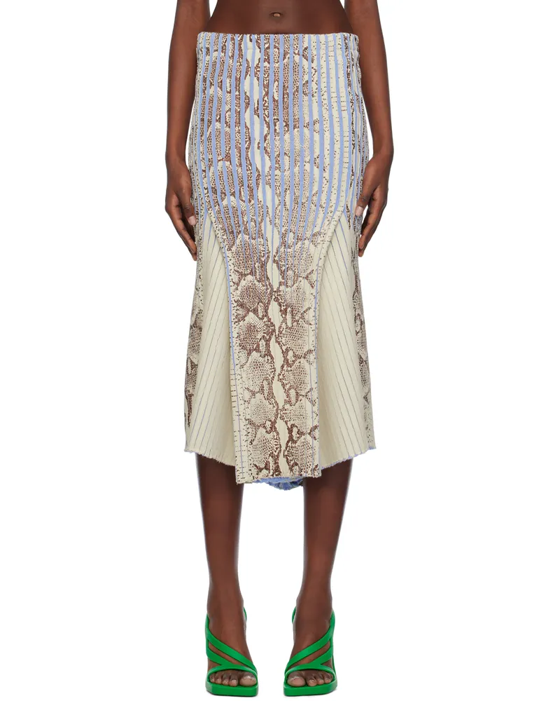 Stanley Raffington SSENSE Exclusive Off-White & Blue Midi Skirt 2