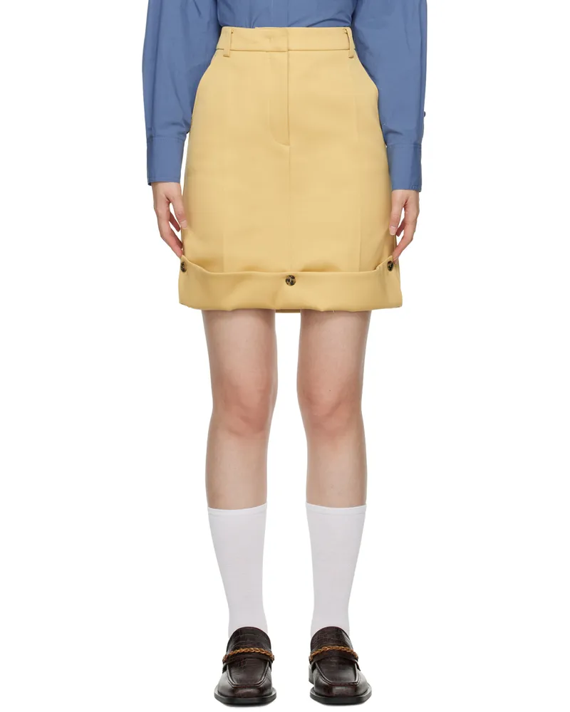 RECTO Beige Rolled Hem Midi Skirt Butter