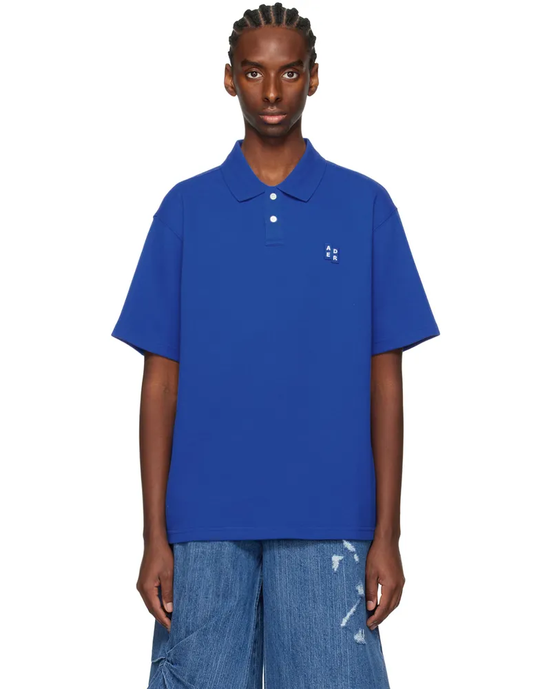 Adererror Blue Significant Spread Collar Polo Z-blue