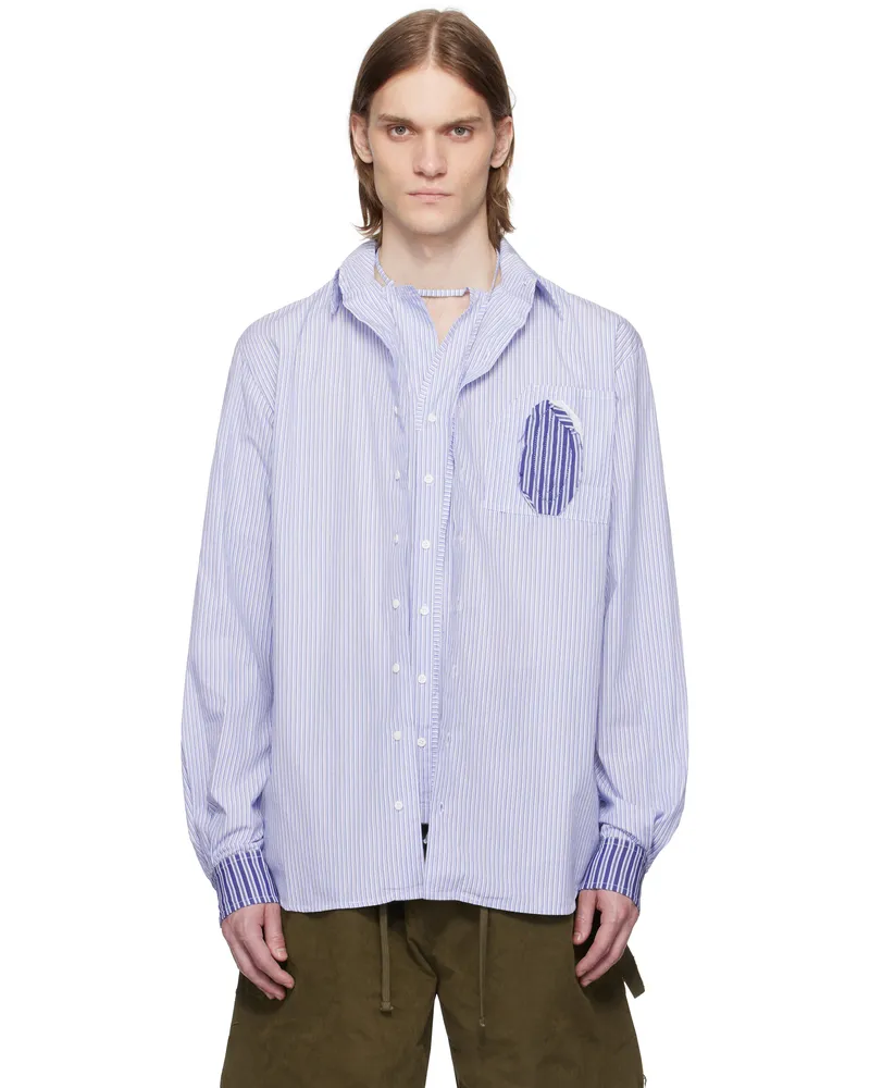 OTTOLINGER Blue Oversized Shirt Striped